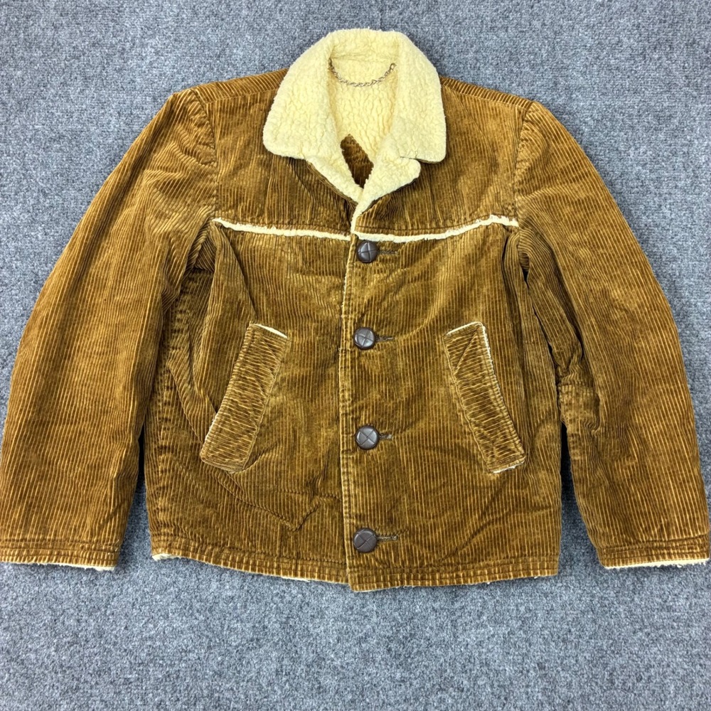 Vintage Sir Teen Corduroy Faux Shearling Lined Jacket Western Varsity Womens 14